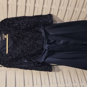 Jessica Howard Navy Blue Floor Length Sequin Gown Size 14